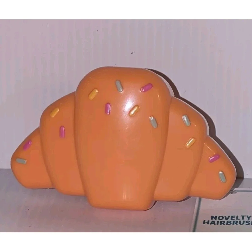 New Croissant-Shaped Hair Brush with Sprinkles - Fun & Unique Detangling Tool
